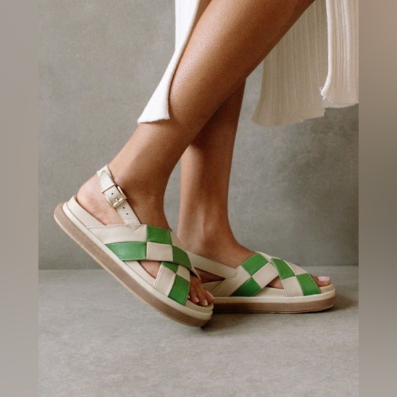 ALOHAS Shoes - Alohas Marshmallow Scacchi Sandals Platform Leather Checkered Green Size 41 EUC